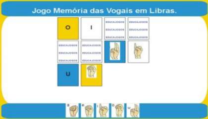 jogo educativo e pedagógico gratis - Jogo Memória das Vogais em Libras.