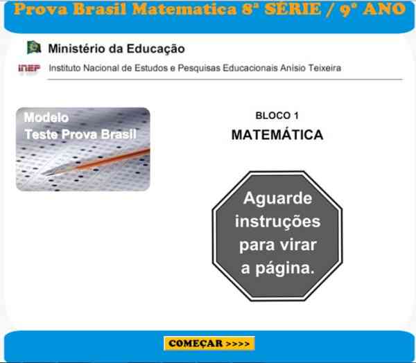 jogo educativo e pedagógico gratis - Prova Brasil simulador matemática 8ª serie / 9° ano