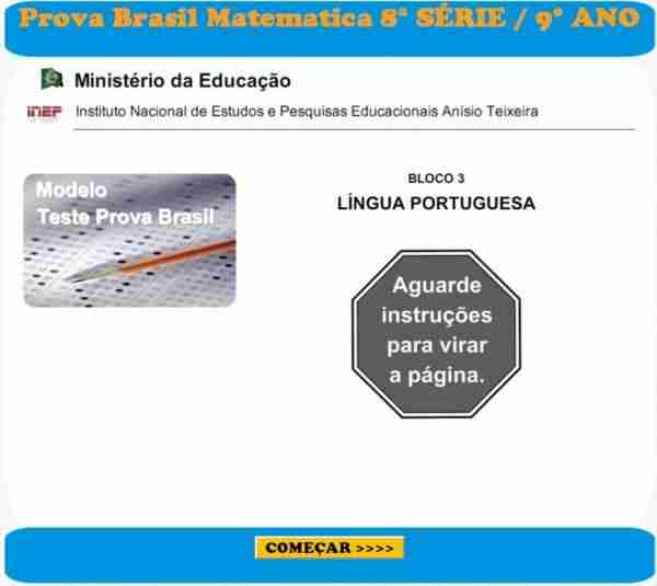 jogo educativo e pedagógico gratis - Prova Brasil Língua Portuguesa