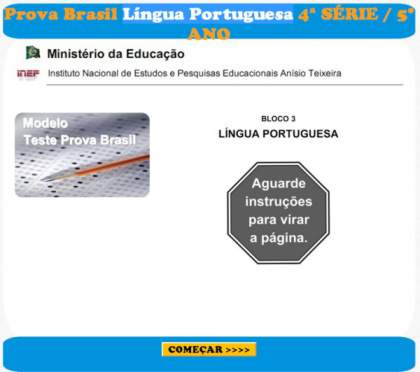jogo educativo e pedagógico gratis - Prova Brasil Língua Portuguesa 4ª SÉRIE  5º ANO