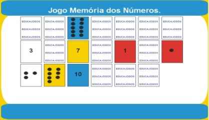 jogo educativo e pedagógico gratis - Jogo Memória dos Números 