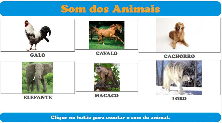 jogo educativo e pedagógico gratis - Som dos Animais